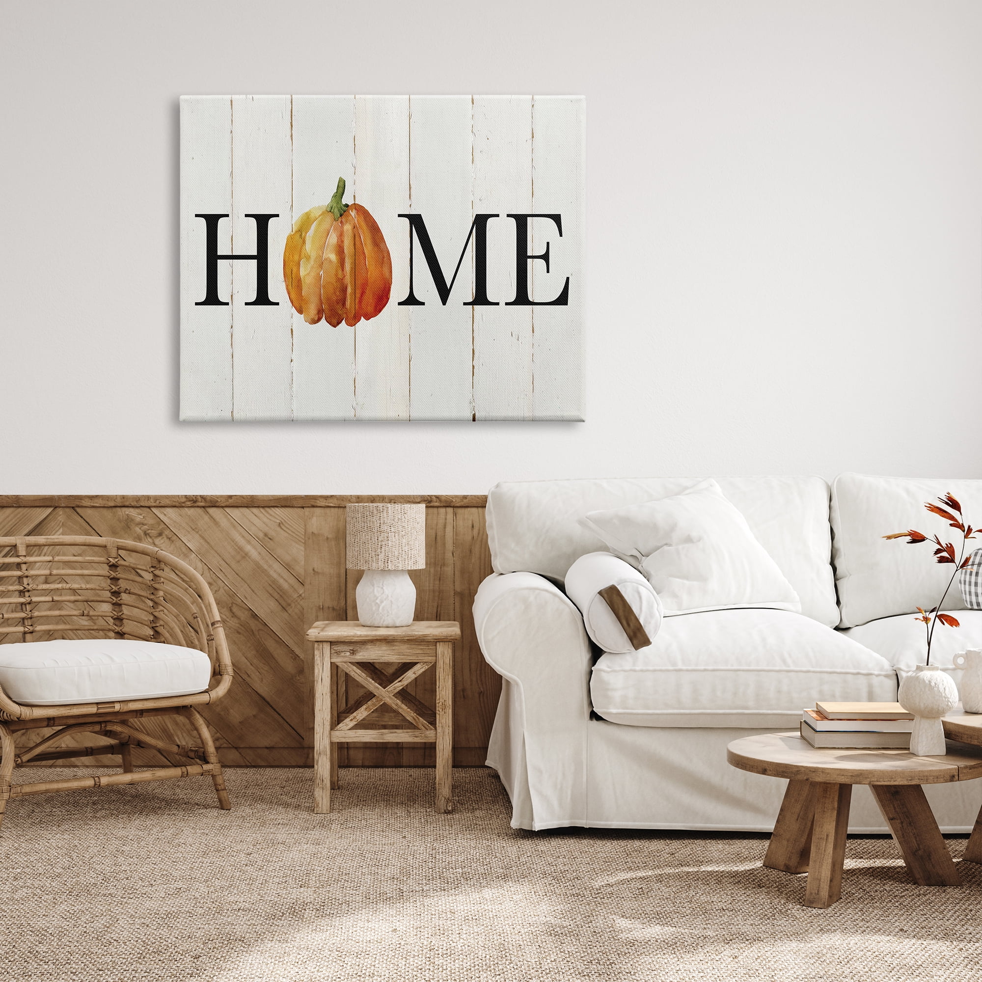 Stupell Industries Rustic Home Pumpkin Holiday Painting Gallery Wrapped Canvas Print Wall Art, 48 x 36