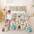thumbnail image 2 of Erosebridal Teens Cartoon Floral RV Car Full Size Comforter Sets 3 Pieces,Girls Boys Happy Camping Butterflies Guitar Bedding Sets,Breathable Home Decor, 2 of 6