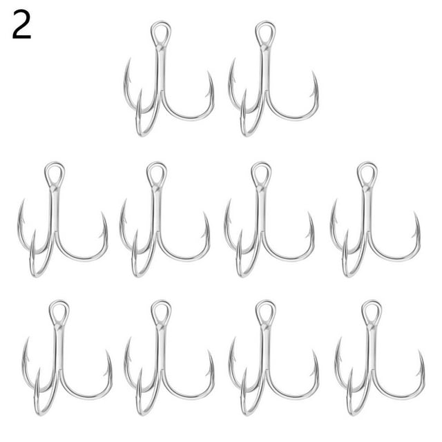 10 Pcs Hameçons Triples Barbelés Antirouille Équipement de Pêche Acier au Carbone Super Résistant Hameçon de Pêche Robuste Durable Spécifications Multiples Hameçon de Pêche d'Hiver