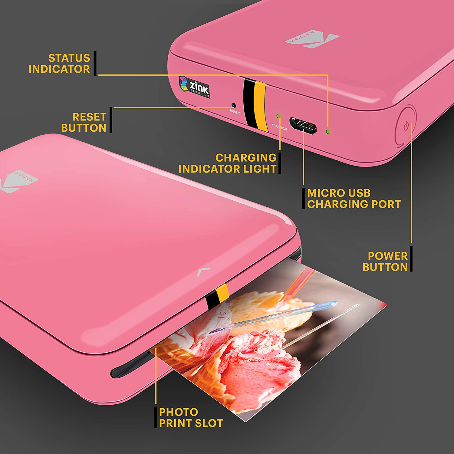Kodak Step Instant Photo Printer, Pink photo 5