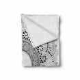 thumbnail image 2 of Mandala Soft Flannel Fleece Throw Blanket, Traditional Design with Ornamental Circle Flower Eastern Image, Cozy Plush for Indoor and Outdoor Use, 50" x 70", Black and White, by Ambesonne, 2 of 6