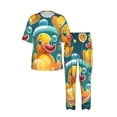 thumbnail image 3 of Mens Pajamas Set Short Sleeve Pants PJ Sets Loungewear Nightwear with Pockets, Yellow Rubber Ducks Funny Soap Bubbles, 3 of 6