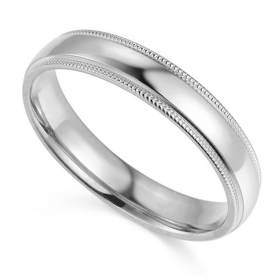 14k White Gold 4-mm Comfort-fit Milgrain and polished Wedding Band