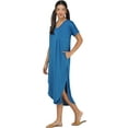 thumbnail image 3 of Stylore Women's Nightshirt Short Sleeve Nightgown V-Neck Sleepwear Blue 3XL, 3 of 6