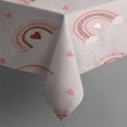 thumbnail image 3 of Pink Boho Bohemia Rainbow Hearts Pattern Rectangle Tablecloth 60"x84",Waterproof Polyester Rectangle Table Cloth, Wipeable Spillproof Polyester Tablecloth for Dining, Camping, Indoor and Outdoor, 3 of 5