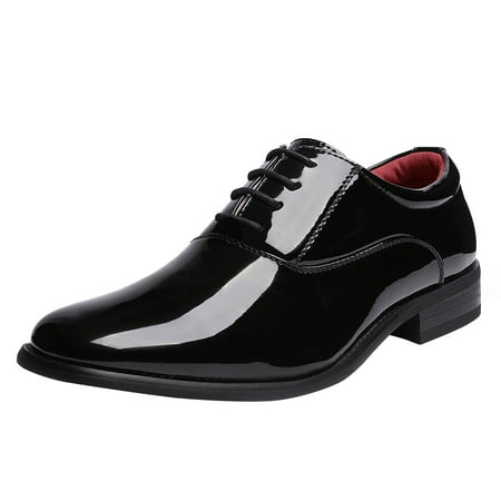 Bruno Marc Men s Faux Patent Leather Tuxedo Dress Shoes Classic Lace-up Formal Oxford BLACK size 9.5
