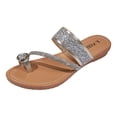 thumbnail image 5 of Rokment Women's Sparkly Crystal Rhinestones Flip Flops Beach Glitter Sequin Wedge Low Heel Dress Slip on Sandals Bridal Bling Flipflops Slides Summer Shoes Gold Size 9, 5 of 6