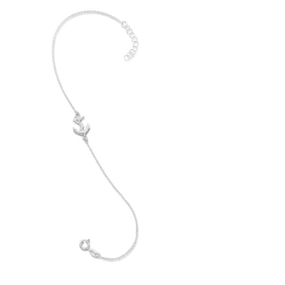 Anchor Ankle Bracelet Anklet Chain Sterling Silver Adjustable Length, 9
