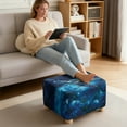 thumbnail image 3 of Xoenoiee Galaxy Turtle Flower Print Ottoman Covers Slipcover Square Ottoman Protector Covers with Elastic Band for Footrest Foot Stool Furniture, Machine Washable, S, 3 of 7