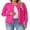 01-C-Hot Pink, variant on JWD Women Open Front Cardigan Buttons Long Sleeve Lightweight Knit Sweater Hot Pink L