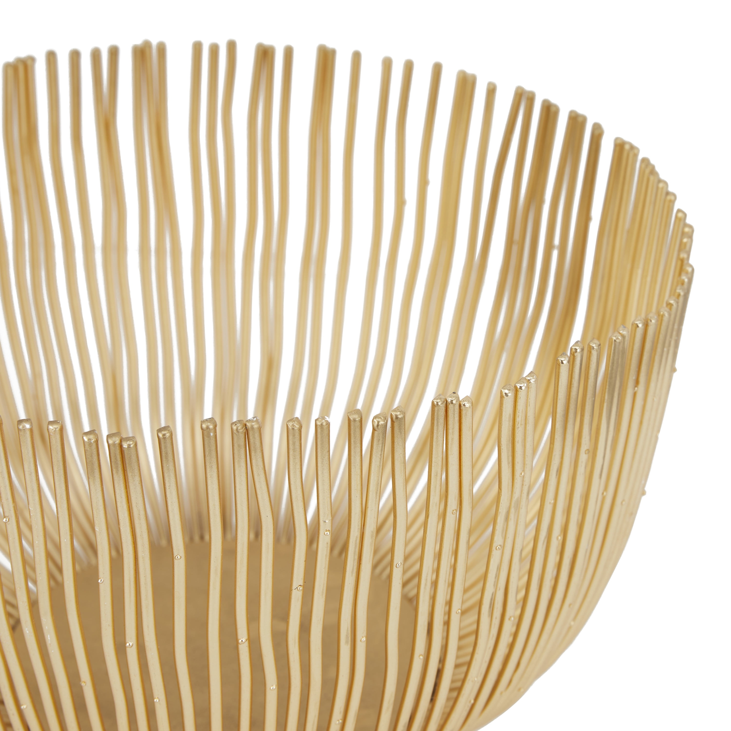 DecMode 11", 10"H Round Gold Metal Decorative Bowl, Set of 2