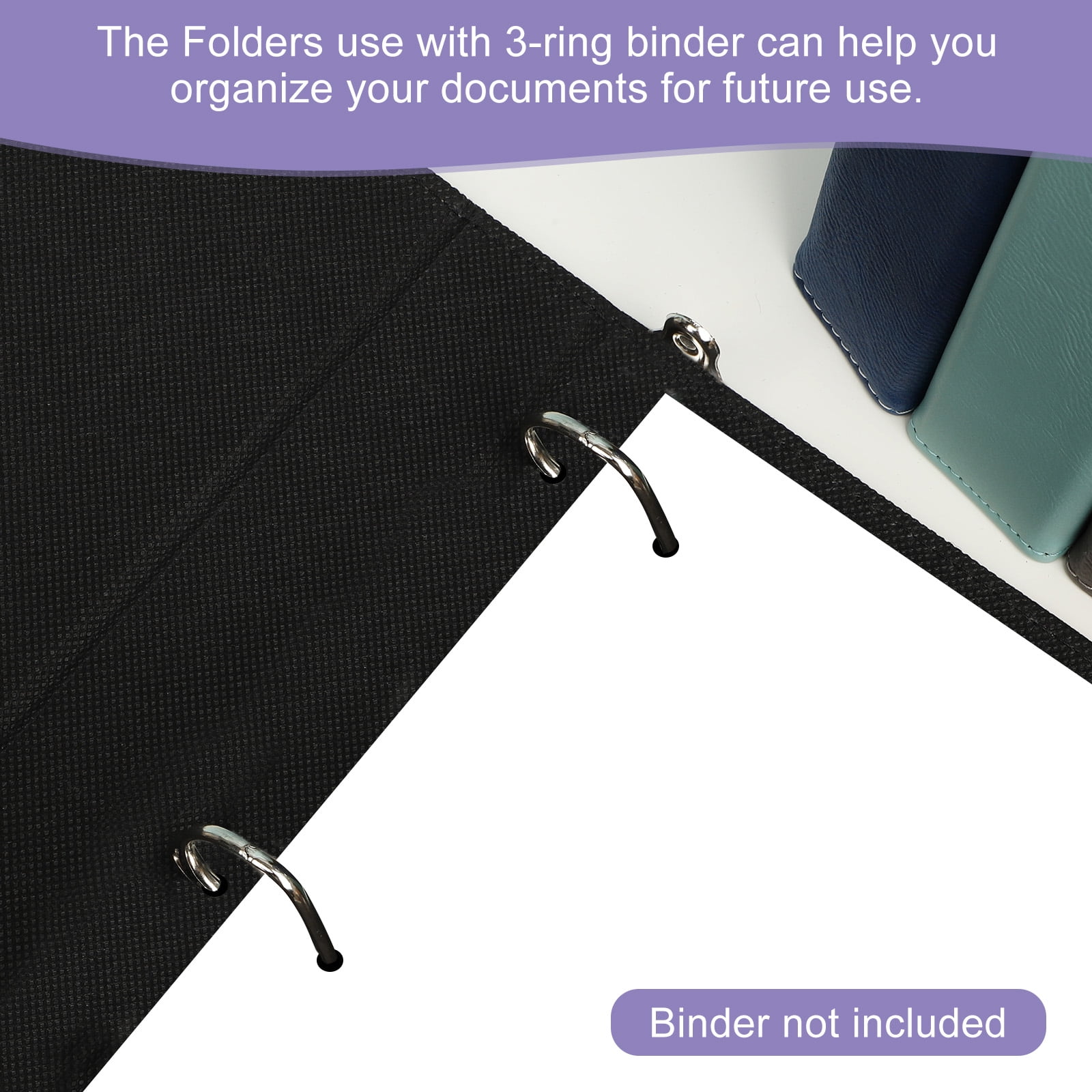 Uxcell Binder Dividers with Pockets, 24 Pack Heavy Duty Plastic Pocket Folders Letter Size 3 Hole Punch 2 Pocket Folders with Business Card Slot for 3 Ring Binder Office Home, Blue