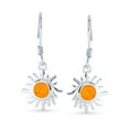 thumbnail image 2 of Bling Jewelry Womens Irradiance GreenOrange Opal Sunburst Dangle Gemstone Earrings Sterling Silver, 2 of 4