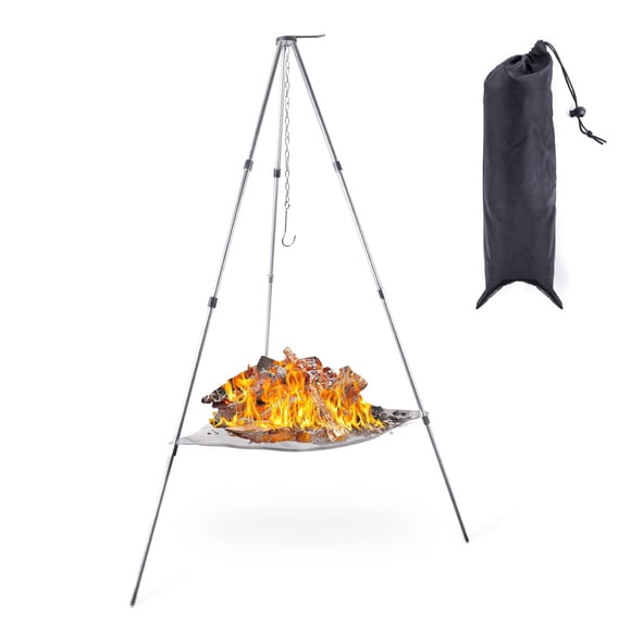 Portable Outdoor Fire Pit Camping Oven Tripod - New Upgraded Campfire Pit Collapsible Foldable Mesh Fire Pits Fireplace for Campin