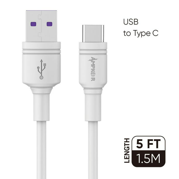 Ampker USB Cable for OnePlus 11 5G - Heavy Duty 3A High Powered (Fast Charging Data Transfer) Type-C to USB Cable 5 Feet White - Walmart.com