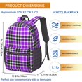 thumbnail image 3 of Purple and Black Checkered Pattern 17" School Backpacks for Teens,Waterproof Oxford Fabric,S-Shape Padded Straps for School,Travel,Hiking,Camping, 3 of 6