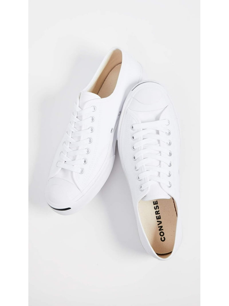 Converse Jack Purcell Canvas Sneakers, White/White/Black, 9.5 US