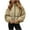 *2-Beige, variant on Women's Sherpa Fleece Full Zip Jackets,Oversized Contrast Trims Coats For Women,Ladies Winter Stand Collar Crop Tops With Pockets,Khaki,Size L