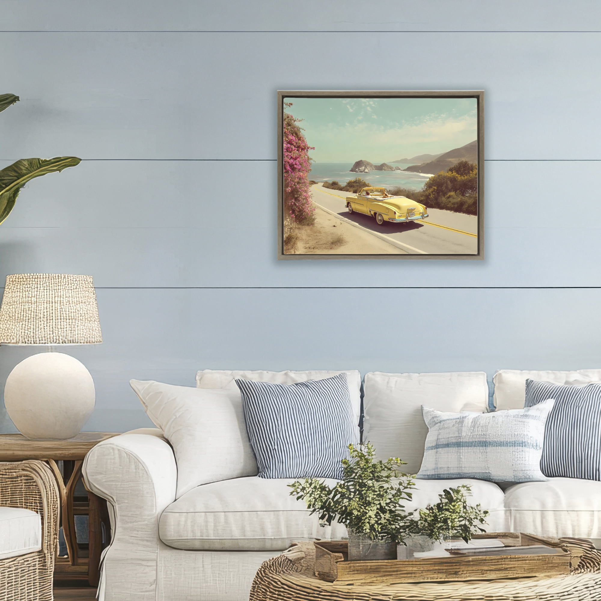 Stupell Industries Vintage Yellow Ride Brown Framed Floater Canvas Wall Art, design by Franklyn Gregory