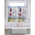 thumbnail image 2 of Tier Curtains 45 Inches Long, Beach Lighthouse Window Treatment Curtain Drapes, Coastal Ocean Ship Sky Oil Painting Small Curtain Drapes for Bathroom Laundry Room, 27.5"x45", 2 Panels, 2 of 7