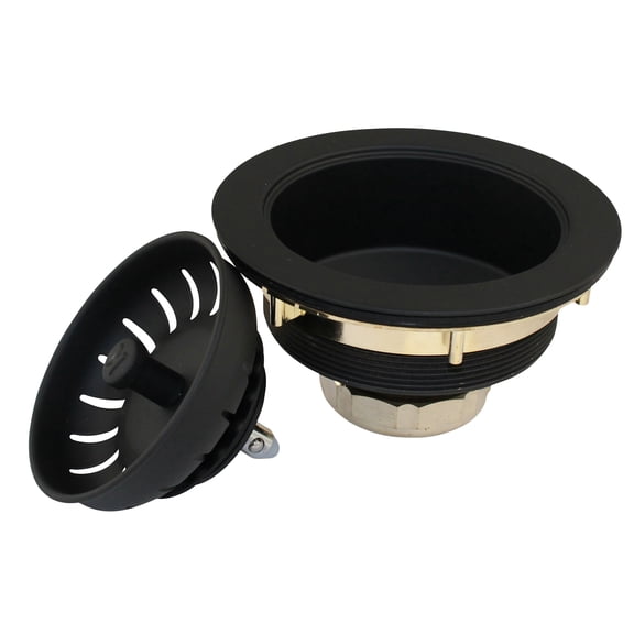 Keeney K1439BLK Heavy Duty Kitchen Sink Strainer with Power Ball Basket, Black