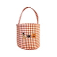 thumbnail image 2 of Halloween Storage Basket Plaid Fabric Handheld 8.6x9.1in with Ghost Pumpkin Print for Festival Party Decor by OVFUIZ, 2 of 6