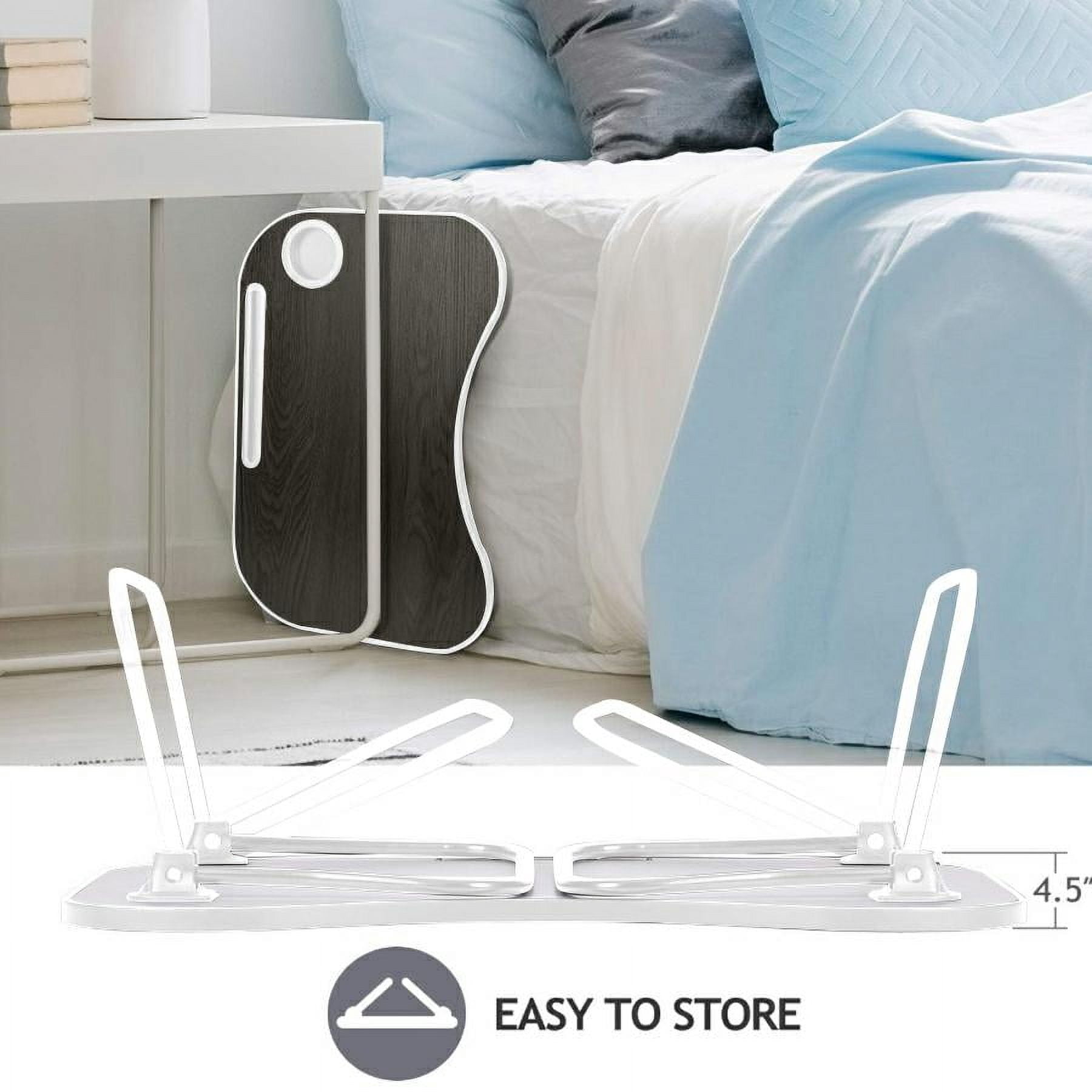 Folding Laptop Stand, 23.8 Inch Portable Black Laptop Bed Desk Lap Desk with Cup Holder, for Working Reading Writing, Eating, Watching Movies for Bed Sofa Couch Floor, Black