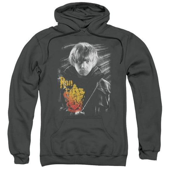 Trevco HP8050-AFTH-3 Harry Potter & Ron Portrait-Adult Pull-Over Hoodie, Charcoal - Large