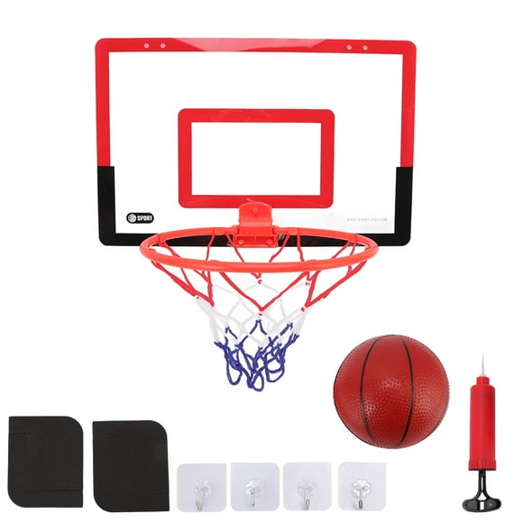 Mini Basketball Hoop Set, Spring Motion Hole Free Mounting Bounce Design Red Black Basketball Hoop For Home