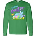 thumbnail image 3 of Inktastic Happy Easter Blue Bunny and Eggs in Grass Long Sleeve T-Shirt, 3 of 5