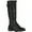 Black, variant on Women's Knee High Riding Boot Lace Up Boot Fashionable Buckle Wide Calf Knee High Combat Boot