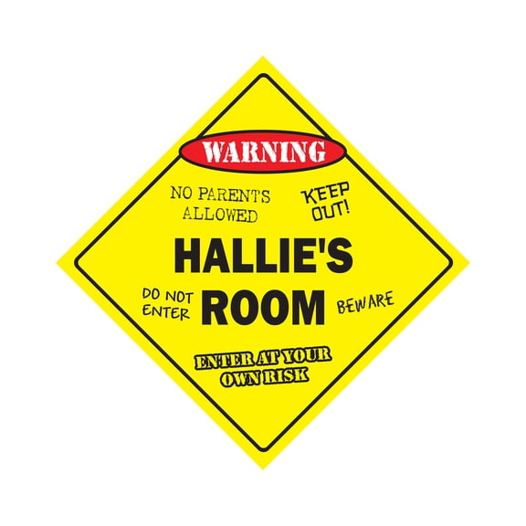 Hallie's Room Sign Crossing Zone Xing | Indoor/Outdoor | 20" Tall kids bedroom decor door children's name boy girl