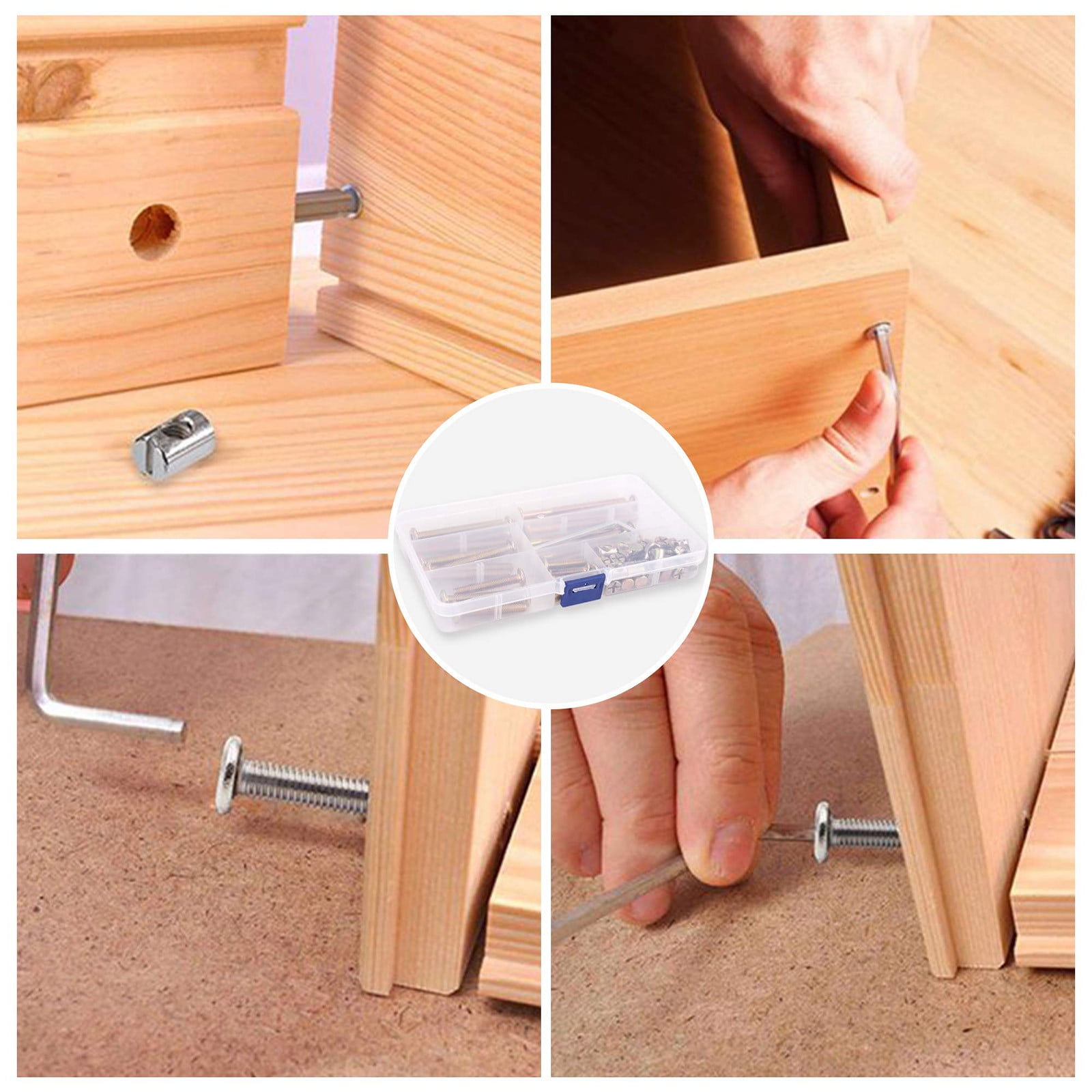 Baby Bed Crib Screws Hardware Replacement Kit, 25 Set M6x40mm/ 50mm/ 60mm/ 70mm/ 80mm Hex Drive Socket Cap Screws Barrel Nuts Assortment Kit for Beds Headboards Chairs Furniture