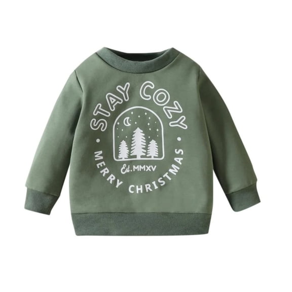XBASW Toddler Baby Christmas Sweatshirts Boys Girls Letter Print Sweater Xmas Pullover Shirt Foe Spring Fall 6 Months- 4 Years