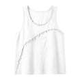 thumbnail image 7 of VBVC Women's Cotton Linen Frayed Trim Tank Tops , Ladies' Casual Summer Crew Neck Blouses , Breathable Sleeveless Shirts For Women,White,S-2XL, 7 of 7