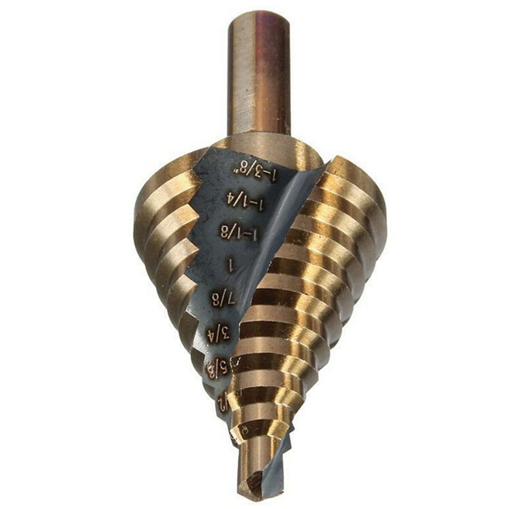 1 4" 1-3 8" HSS Spiral Flute Step Drill Bit Set Triangle Shank Countersink Tool by Calves LTD