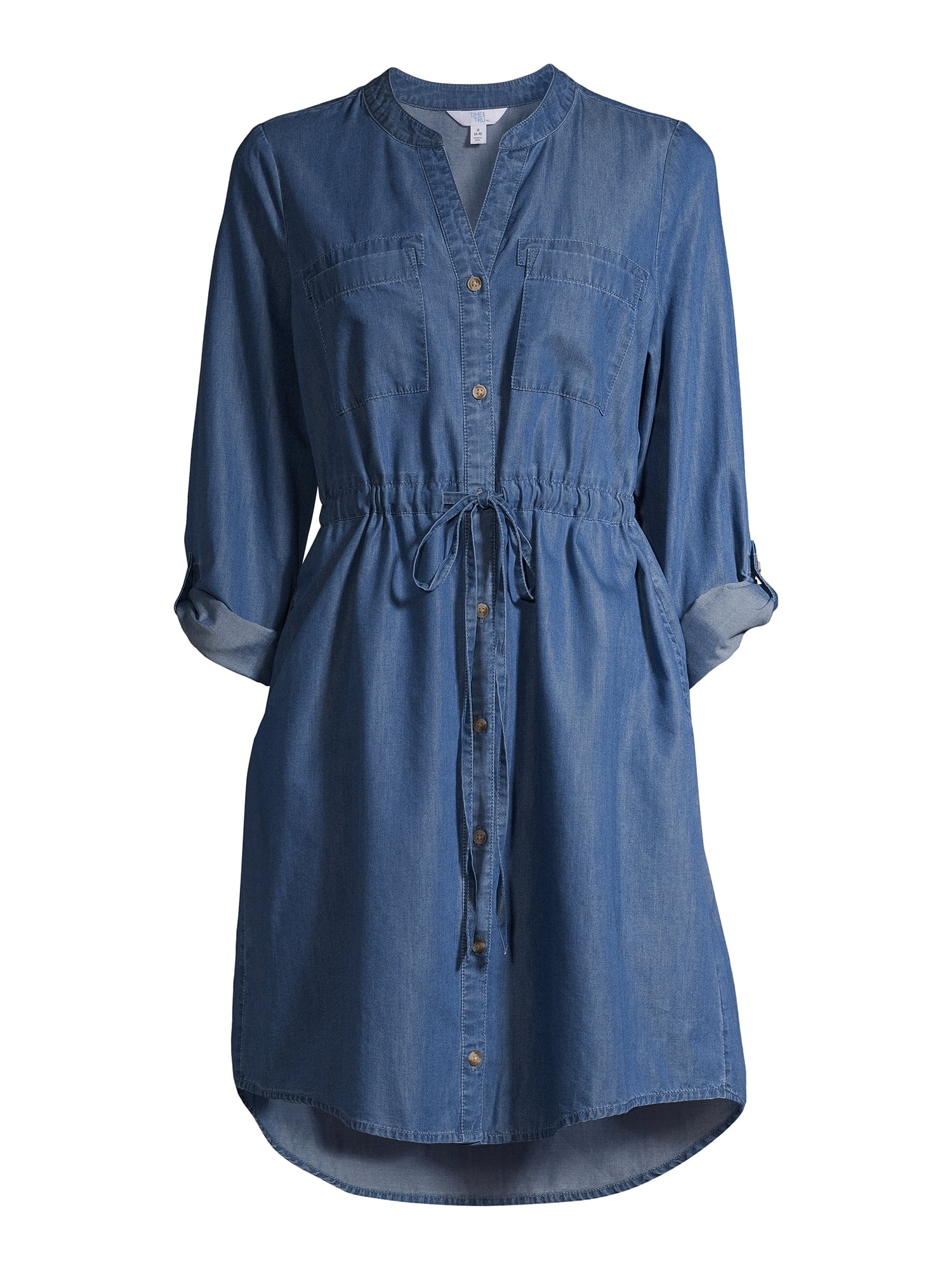 Time and True Women's Woven Utility Shirt Dress
