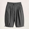 thumbnail image 4 of Yievot Bermuda Shorts for Women 9 Inch Inseam Drawstring Elastic Waist Cuffed Hem Loose Fit Casual Summer Lounge Shorts, 4 of 6