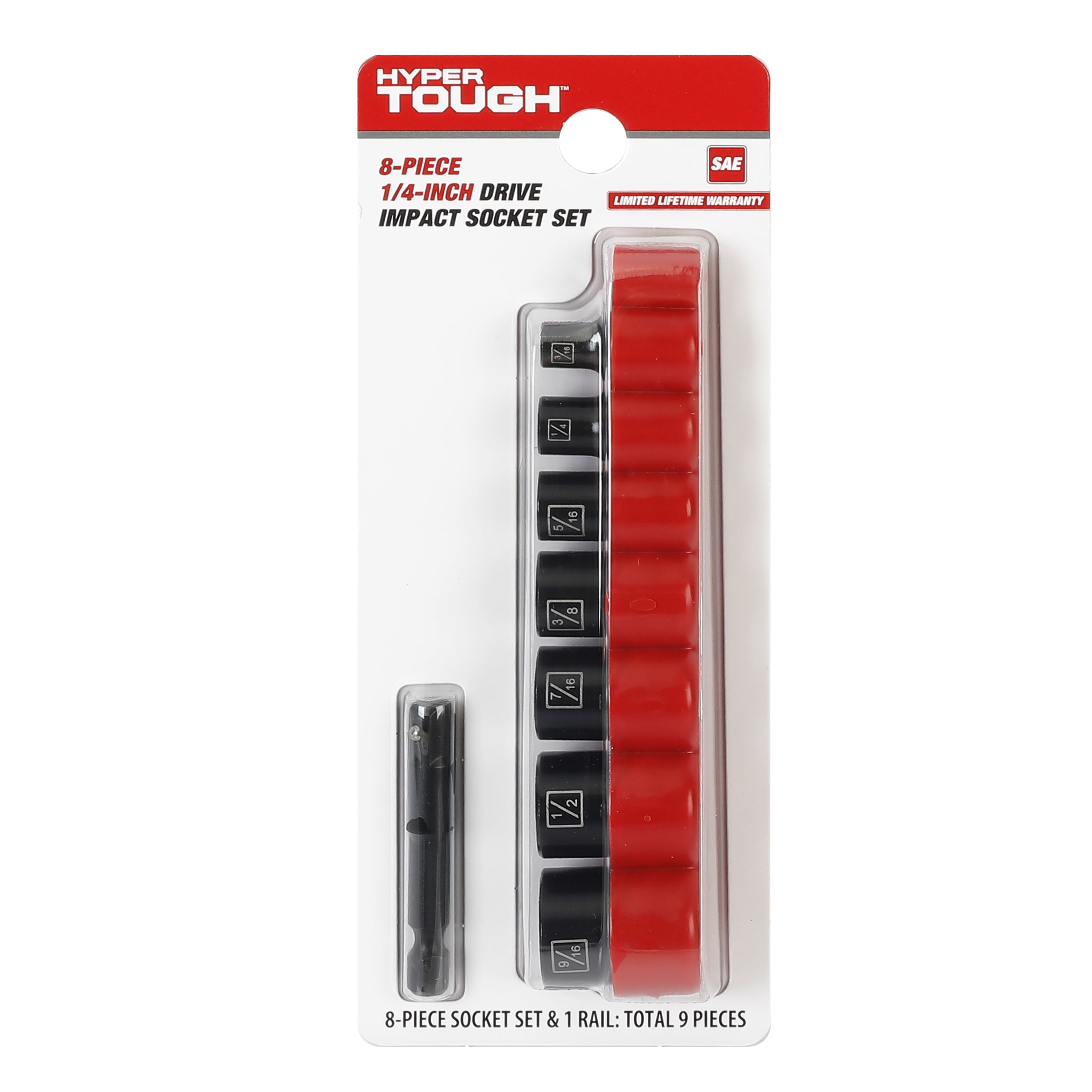 Hyper Tough 9-Piece 1/4-inch Impact Socket Set SAE