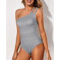thumbnail image 4 of SURJDE One Shoulder One Piece Swimsuit for Women Tummy Control Bathing Suits Modest Full Coverage Keyhole Swimwear, 4 of 6