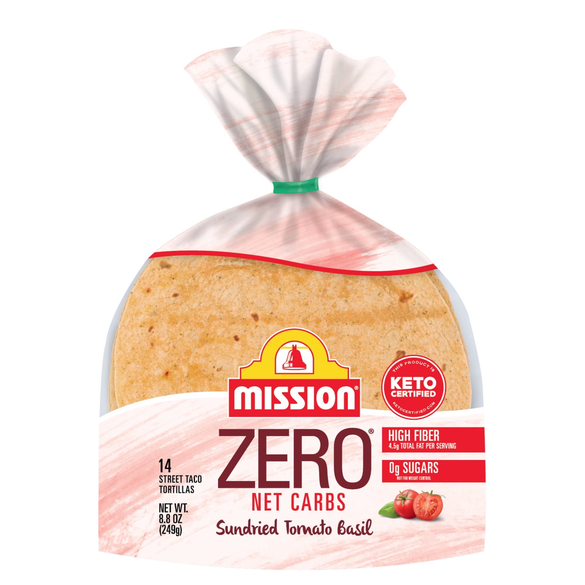 Mission Zero Net Carbs Sundried Tomato Basil Flour Tortillas, Street Tacos Size, 14 Count