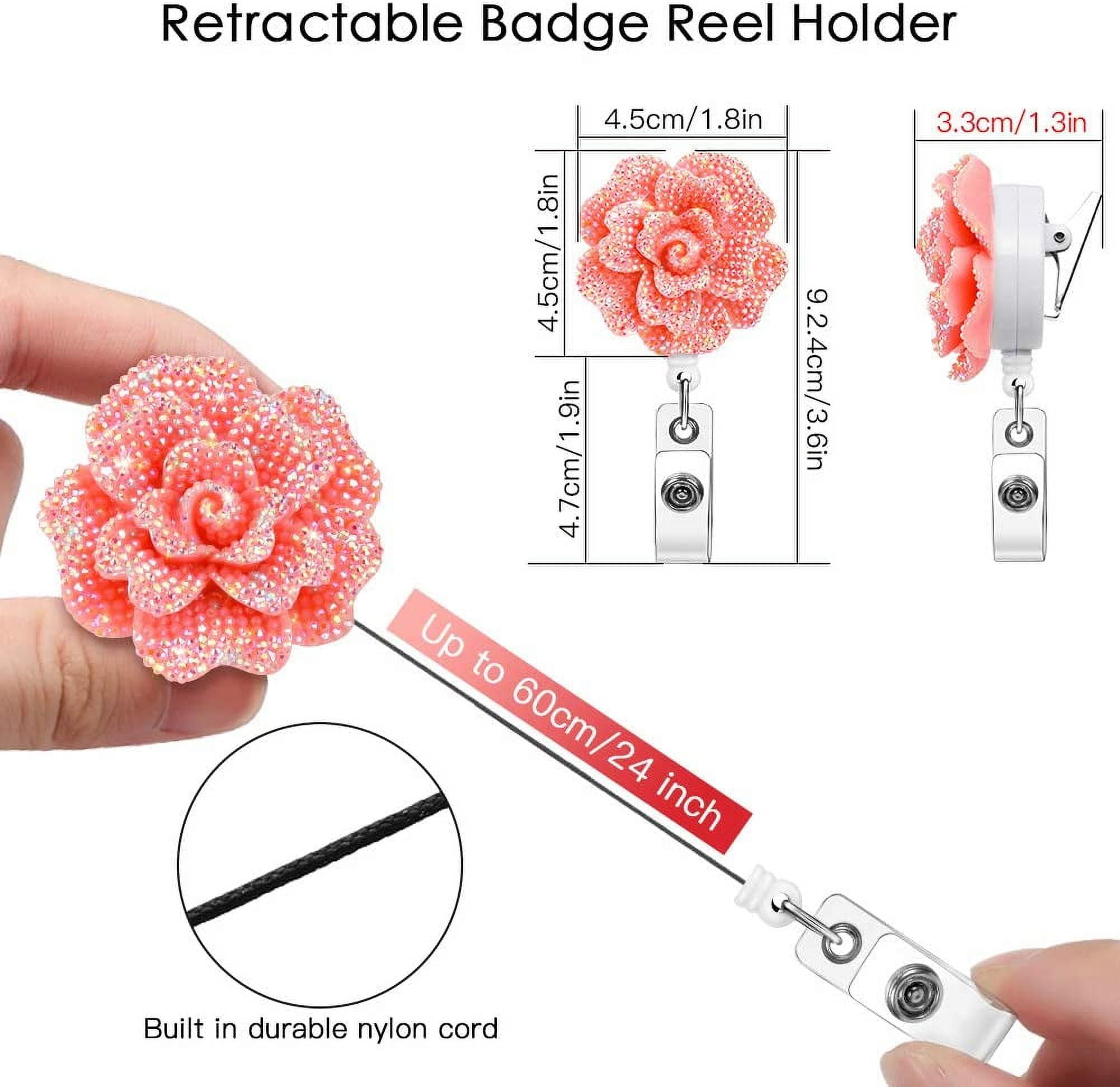 Retractable Petal Flower Badge Reels Holders With Alligator Clip