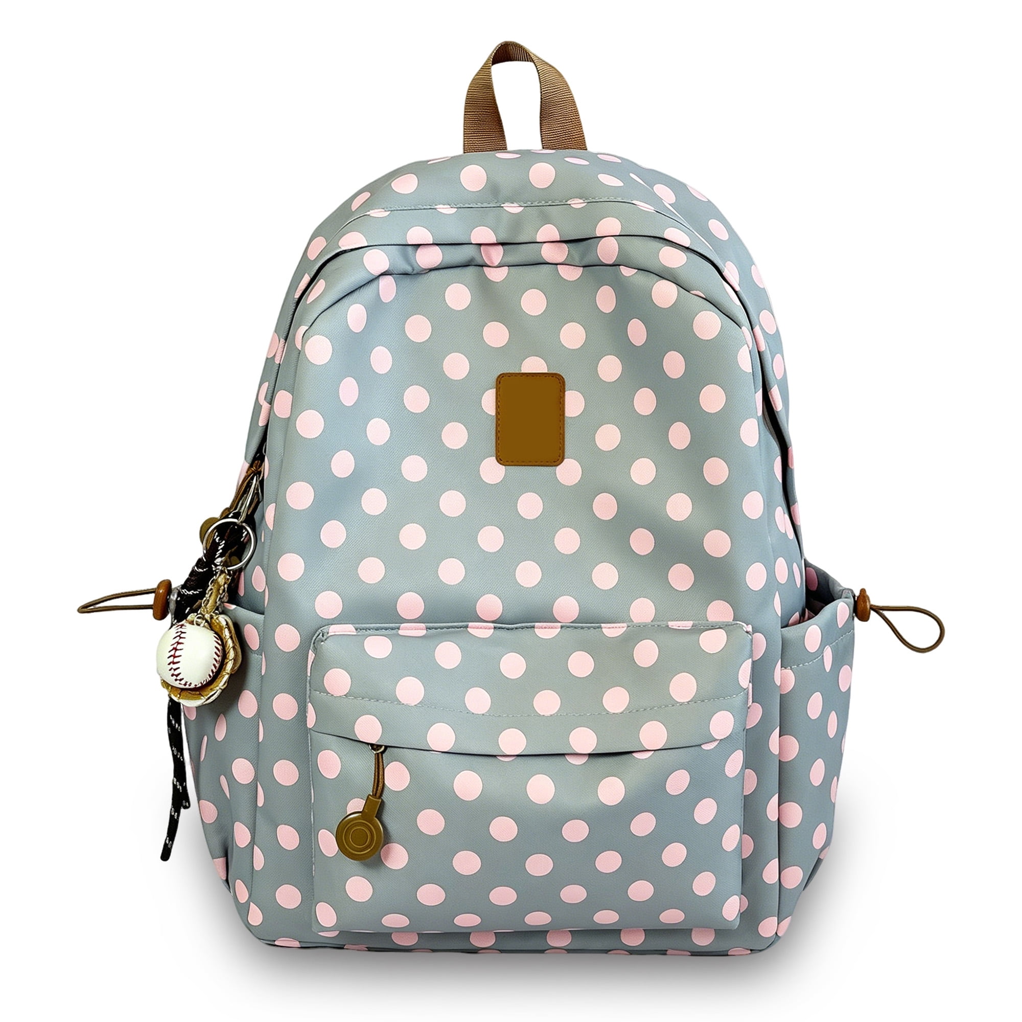 Light Blue Pink Polka Dot Backpack Cute Polka Dot Backpack Y2k Nylon Polkadot Backpacks For School And Daily Use