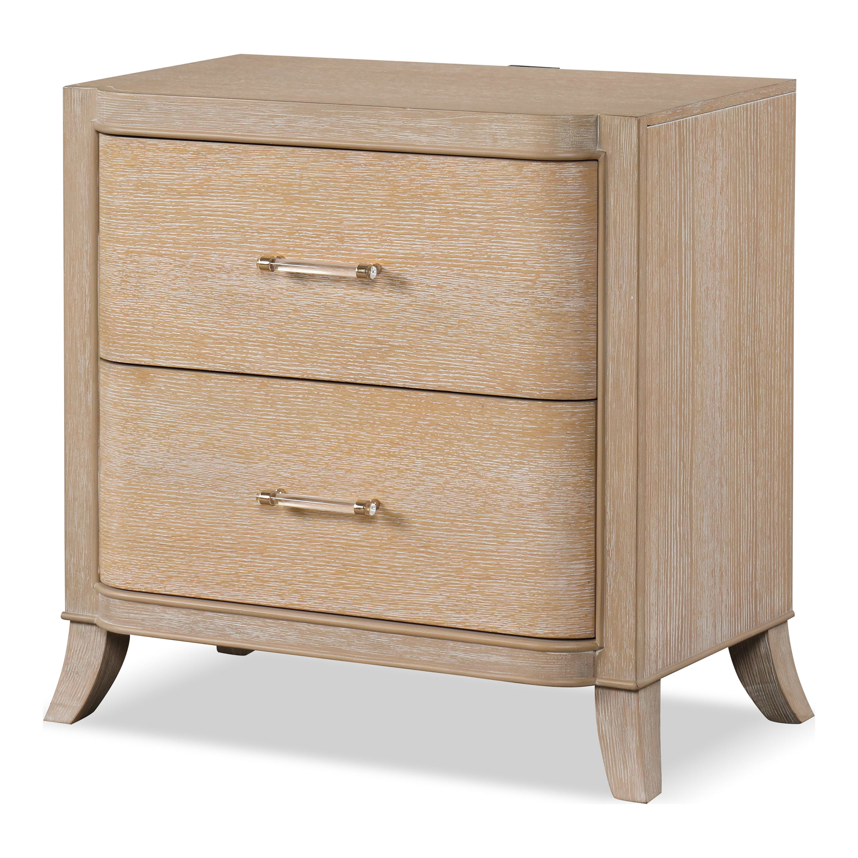 Furniture of America Enmi 2-Drawer Solid Wood Adult Nightstand with USB Port, Natural Oak