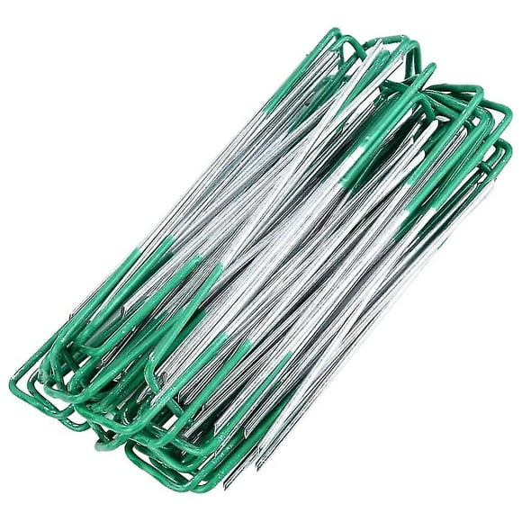 50pcs Landscape Stakes Metal U-shaped Stakes Grass Anchoring Fabric Fixing Stakes