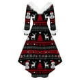 thumbnail image 4 of Christmas Dresses for Women Women's Fashion V-Neck Casual Slim Fit Christmas Print Furry Party Long Sleeve Dress for Festive Occasion,Black,L, 4 of 4