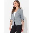 thumbnail image 3 of Blazer de trabajo de manga 3/4 con cuello de solapa con muescas para mujer Gris XS, 3 of 6