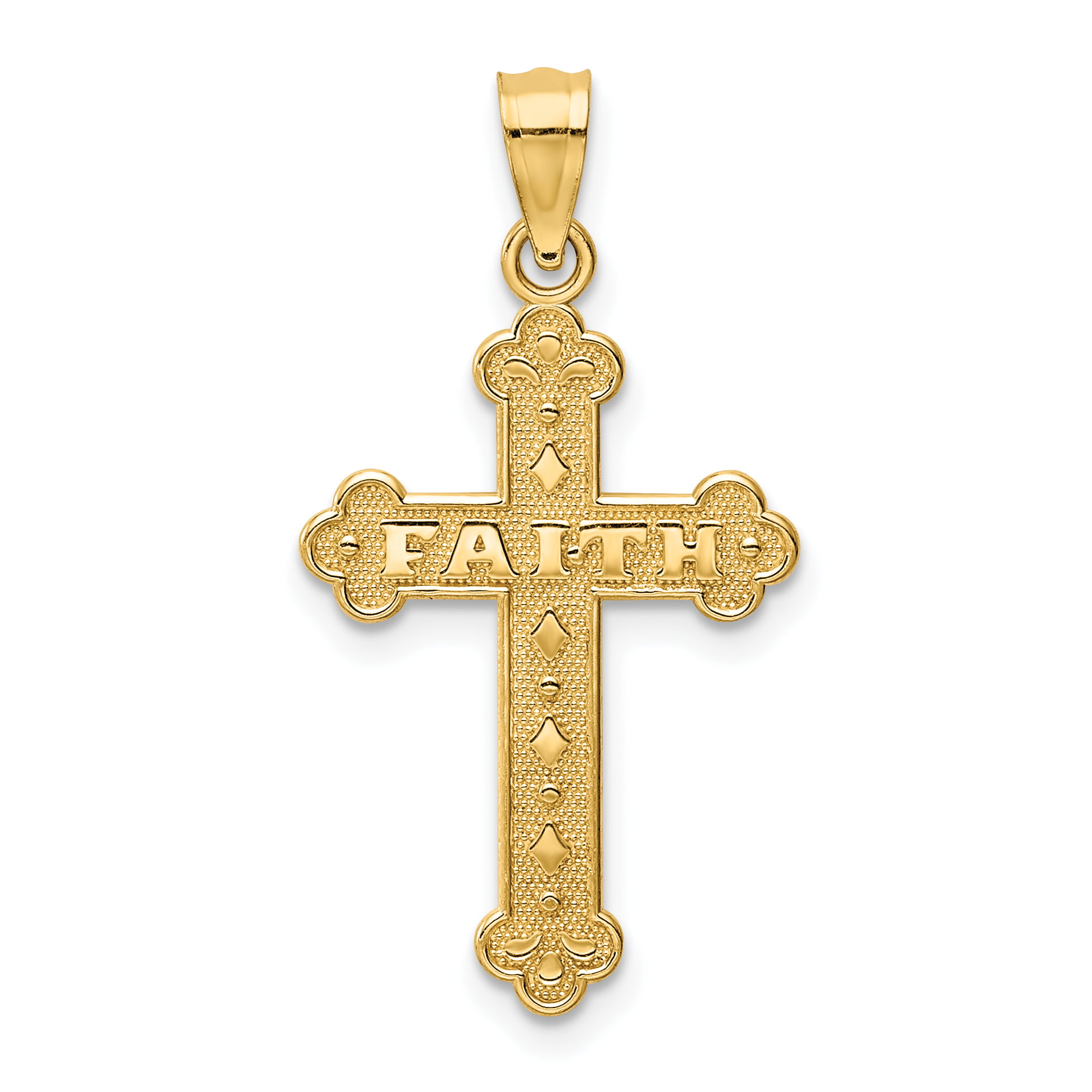 IceCarats - 14k Yellow Gold Faith Cross Religious Pendant Charm ...