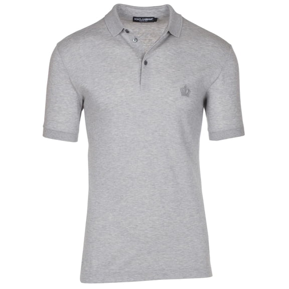 Dolce amp; Gabbana Men's Gray Crown 'Corona' Short Sleeve Polo Shirt