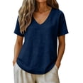 thumbnail image 2 of Women's Linen Short Sleeve Top Casual Loose Fit Blouse, 2 of 6